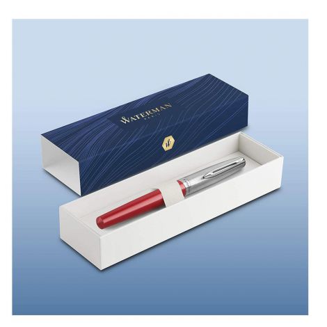 Pióro Wieczne Waterman Embleme Red M z chromowanym wykończeniem - 3